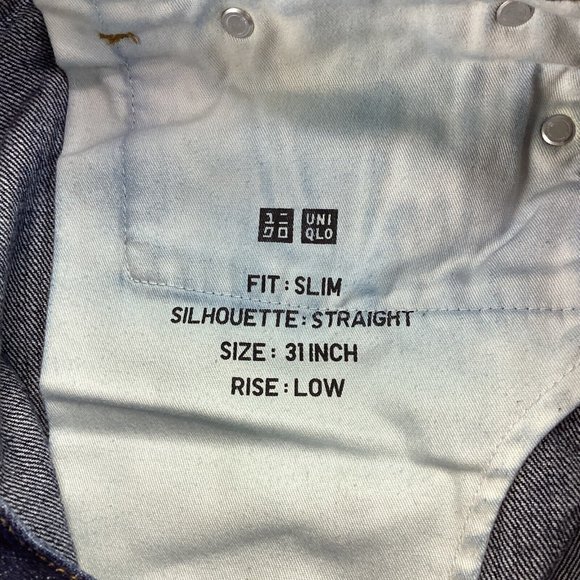 Uniqlo Men’s Selvedge Jeans Size 31x32 Slim Straight Fit Blue Denim - Picture 4 of 14